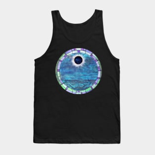 Batik Stain Glass Style Solar Eclipse Sun Moon Totality 2024 Tank Top